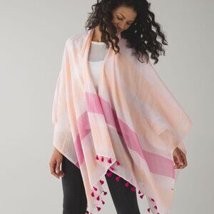 Lululemon Sun to Moon Scarf Striped Pink and Peach Scarf with Tassels